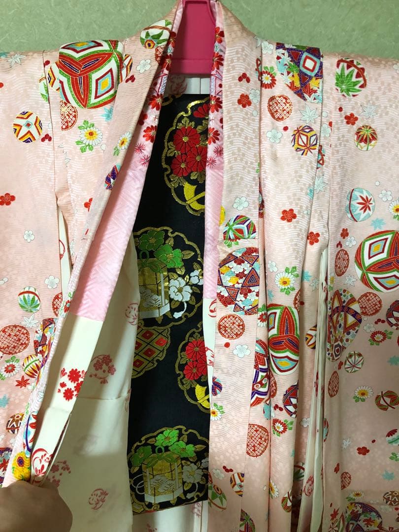 七五三　七歳　千總　小紋　四つ身、袋帯セット