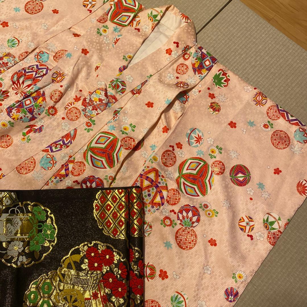 七五三　七歳　千總　小紋　四つ身、袋帯セット