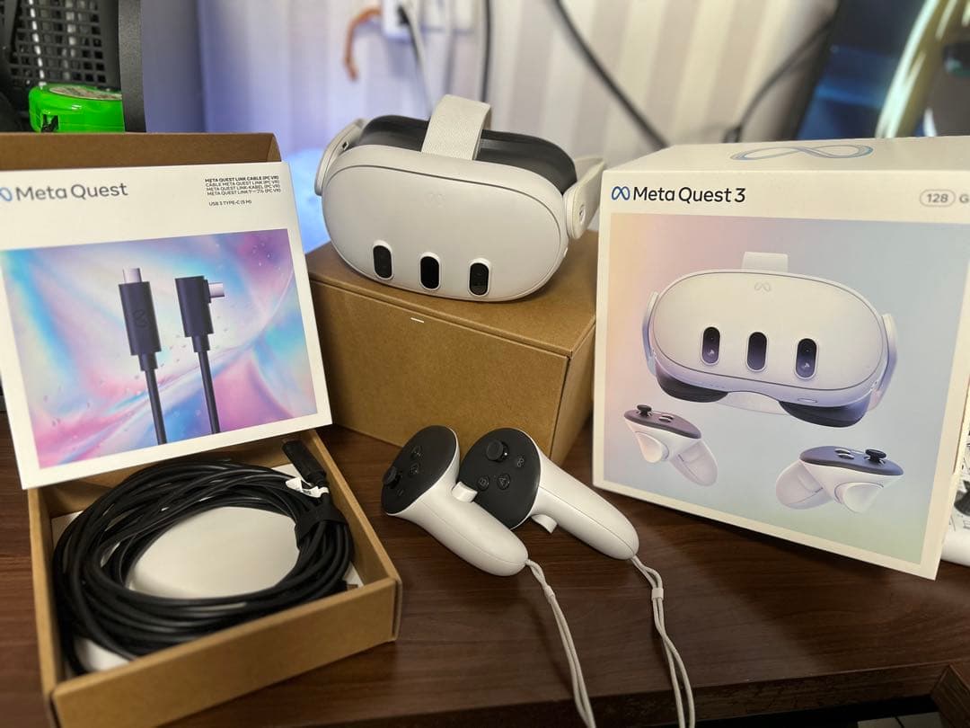  Quest 3 128GB VRヘッドセット＋リンクケーブル