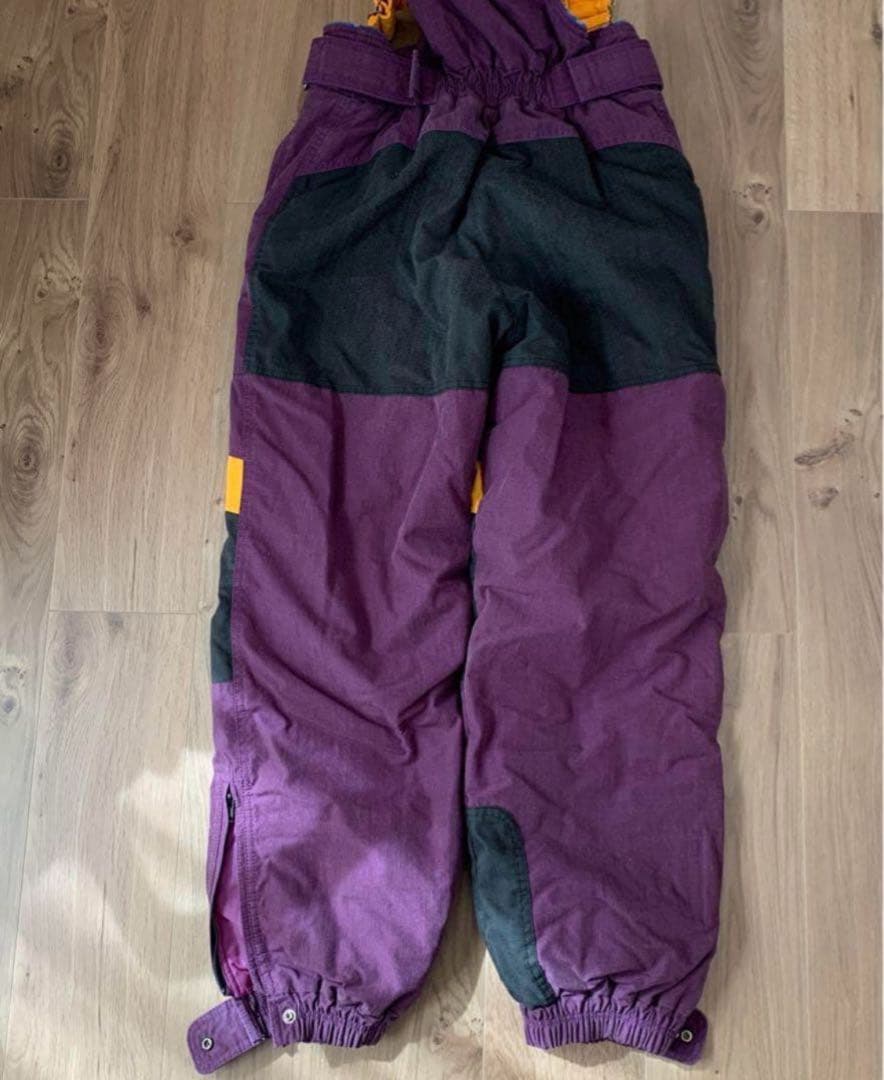 古着 90s ビンテージ スキースノボーウェア レトロ M 紫 ビブパンツ