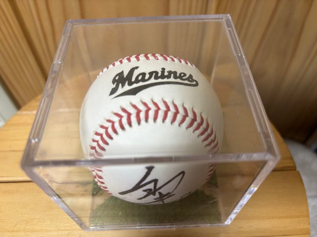 千葉ロッテマリーンズ 佐々木朗希 直筆サインボール ロゴ入り練習球