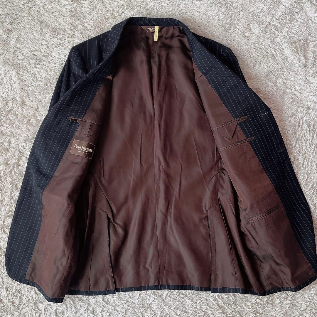 【美品】ポールスチュアート シングルジャケット スーツセットアップ 紺ストライプ