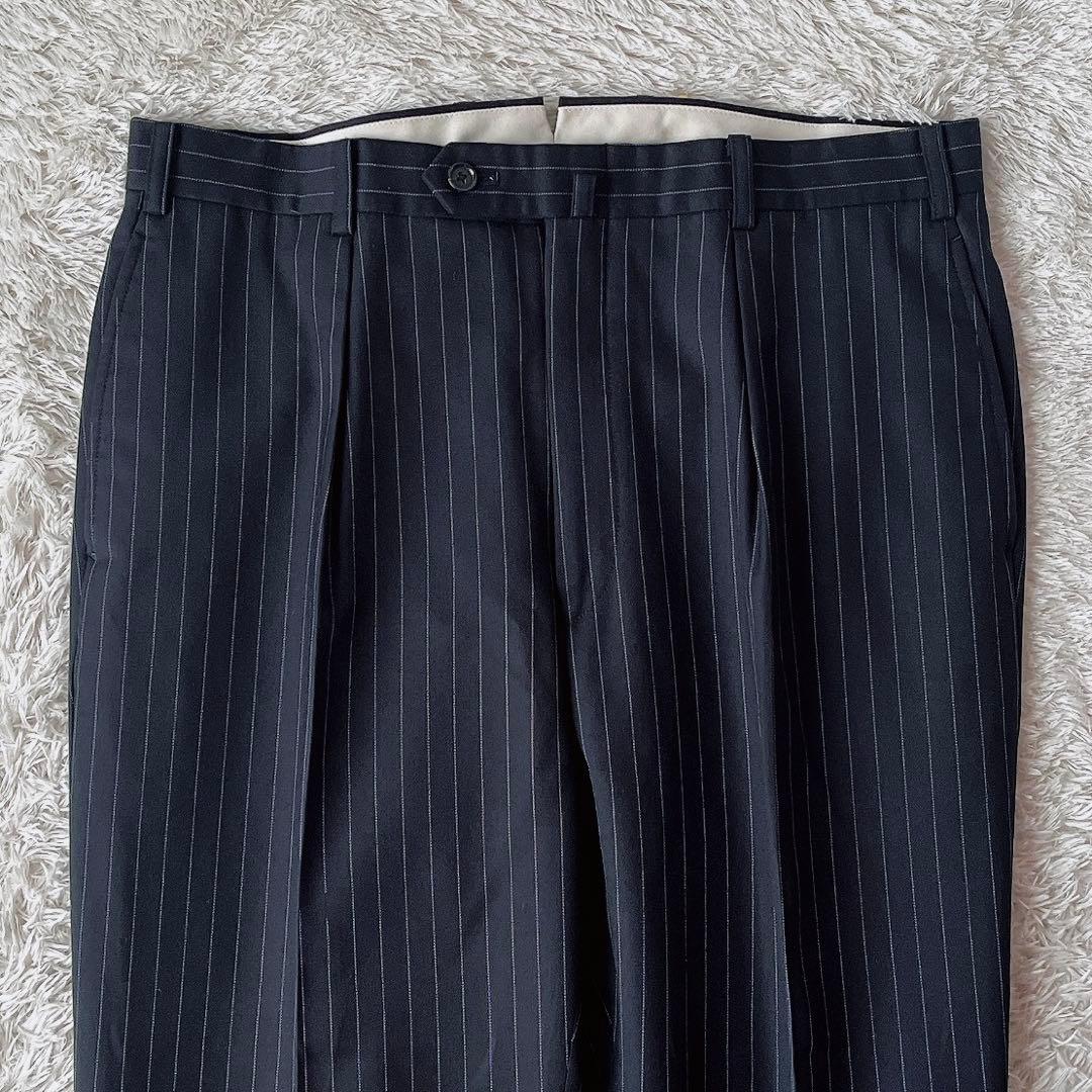 【美品】ポールスチュアート シングルジャケット スーツセットアップ 紺ストライプ