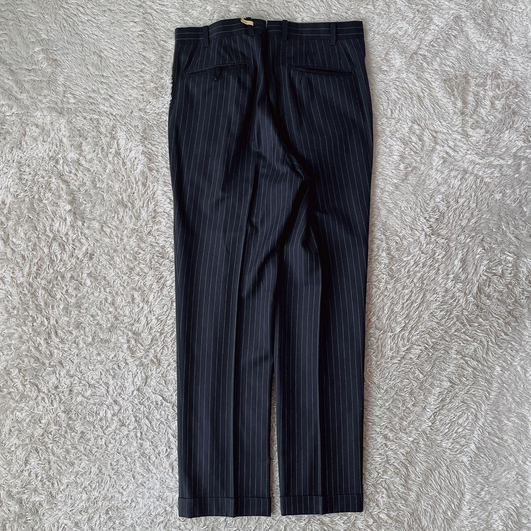 【美品】ポールスチュアート シングルジャケット スーツセットアップ 紺ストライプ