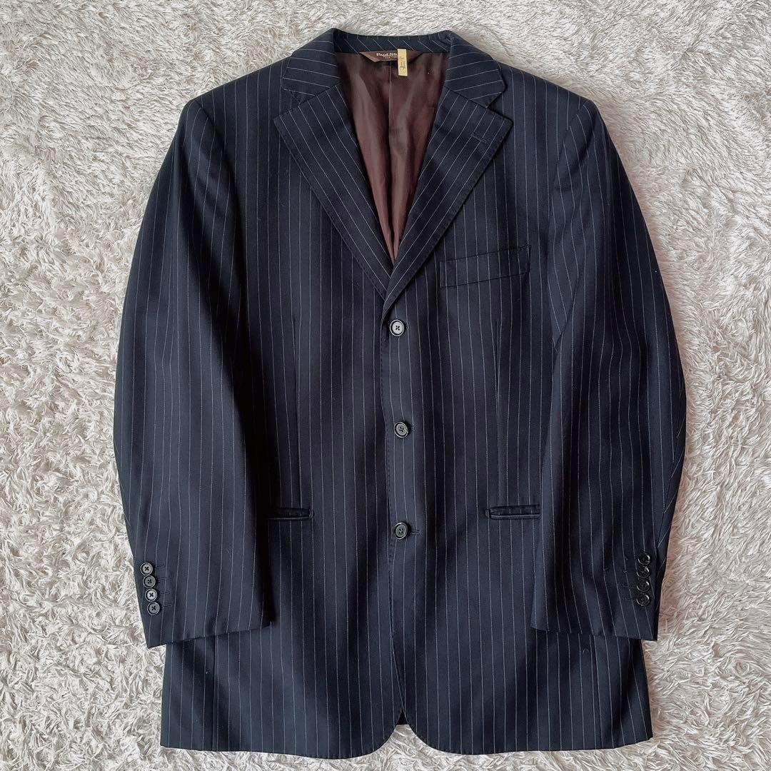 【美品】ポールスチュアート シングルジャケット スーツセットアップ 紺ストライプ