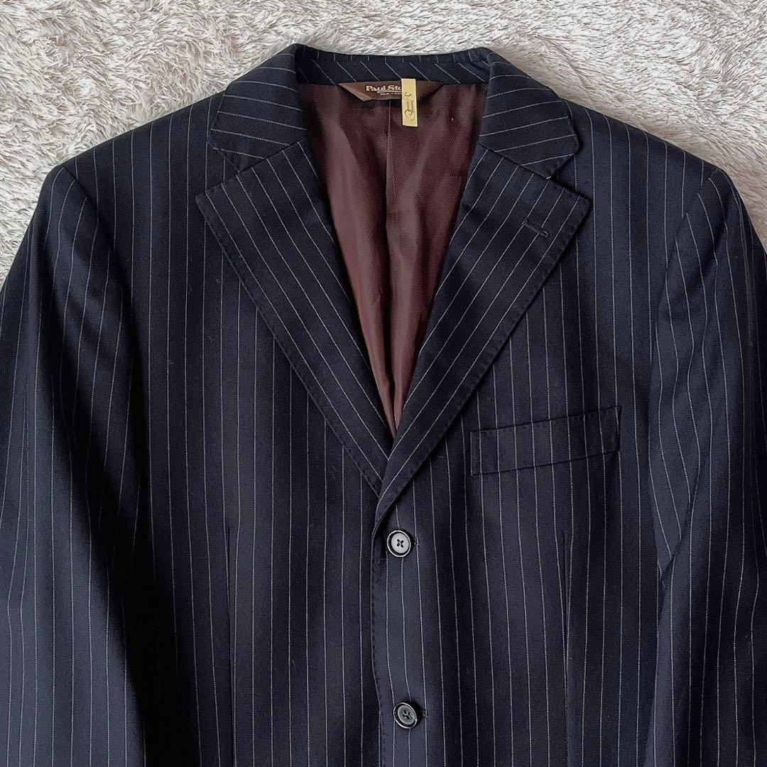 【美品】ポールスチュアート シングルジャケット スーツセットアップ 紺ストライプ