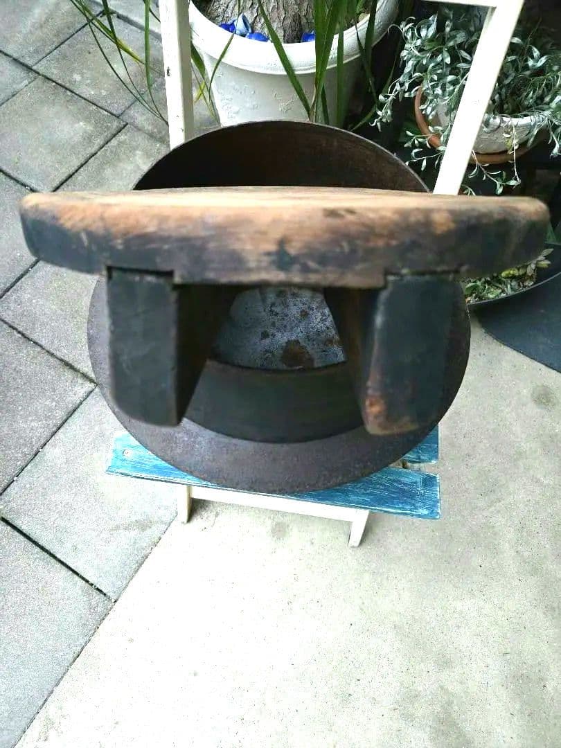 古民具 鉄製羽釜(蓋付き) ／ 和せいろ蒸し器 お餅つき用具