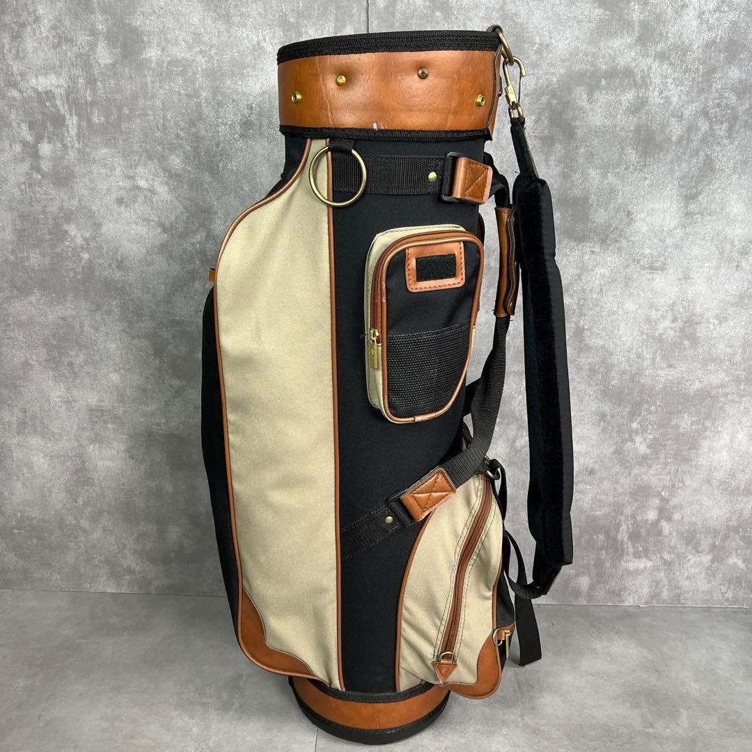 比較的状態良好　ミズノ　キャディバッグ　6分割　カート式　一部レザー　本革