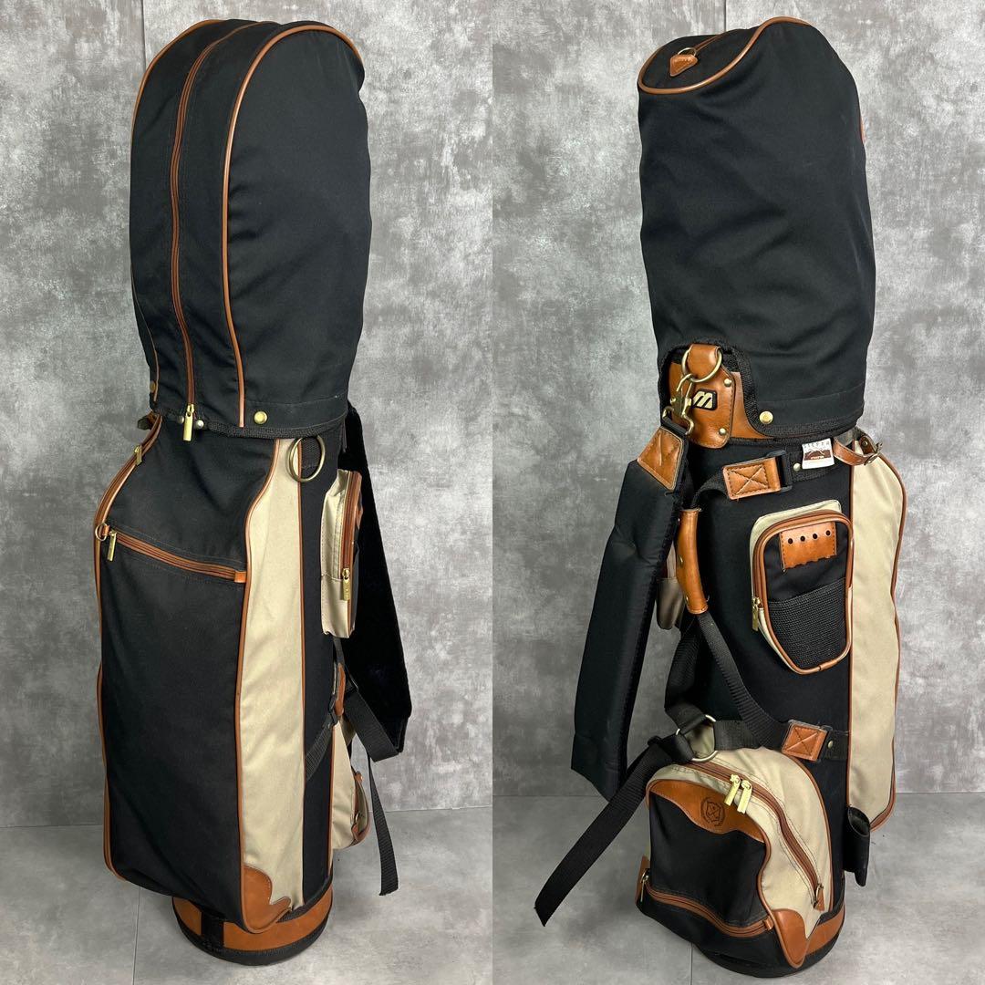 比較的状態良好　ミズノ　キャディバッグ　6分割　カート式　一部レザー　本革