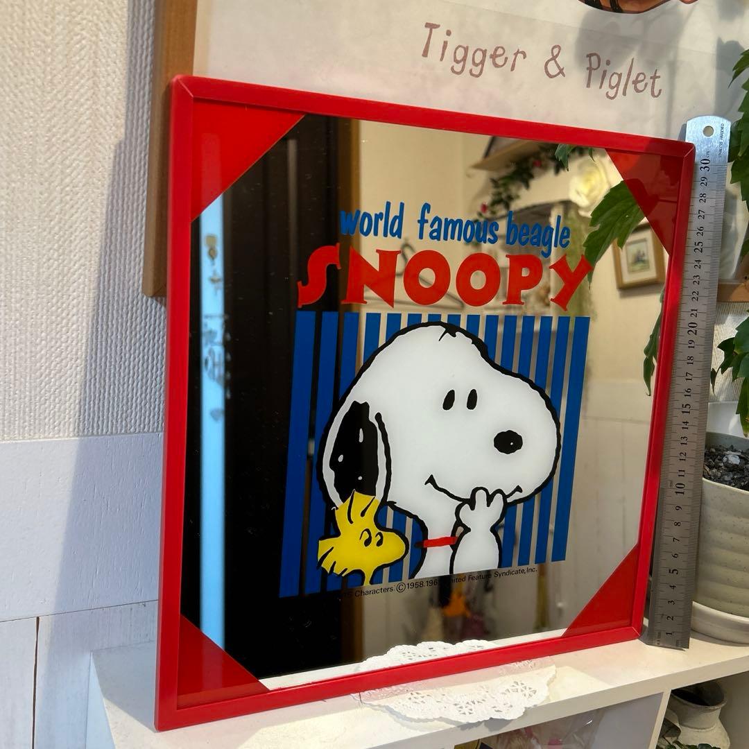 昭和　オールドSNOOPY スヌーピー　パブミラー　アンティーク