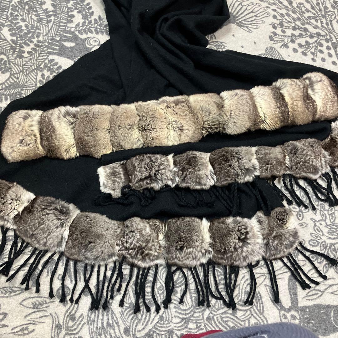 チンチラ２点！人口繁殖個体 ＊超大判カシミヤストール ＊ティペット