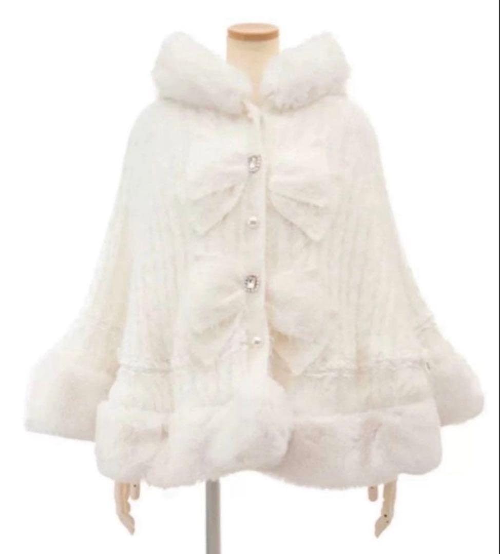 LIZLISA リズリサダブルリボンニットファー ポンチョ