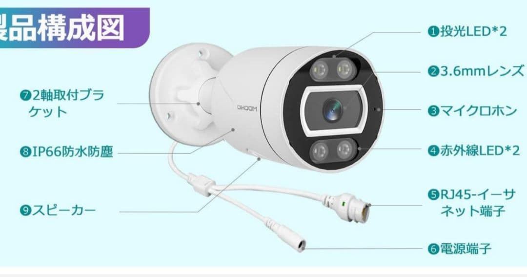 4K 800万画素・POE 防犯カメラ 増設用に 4台セット ケーブル付です！