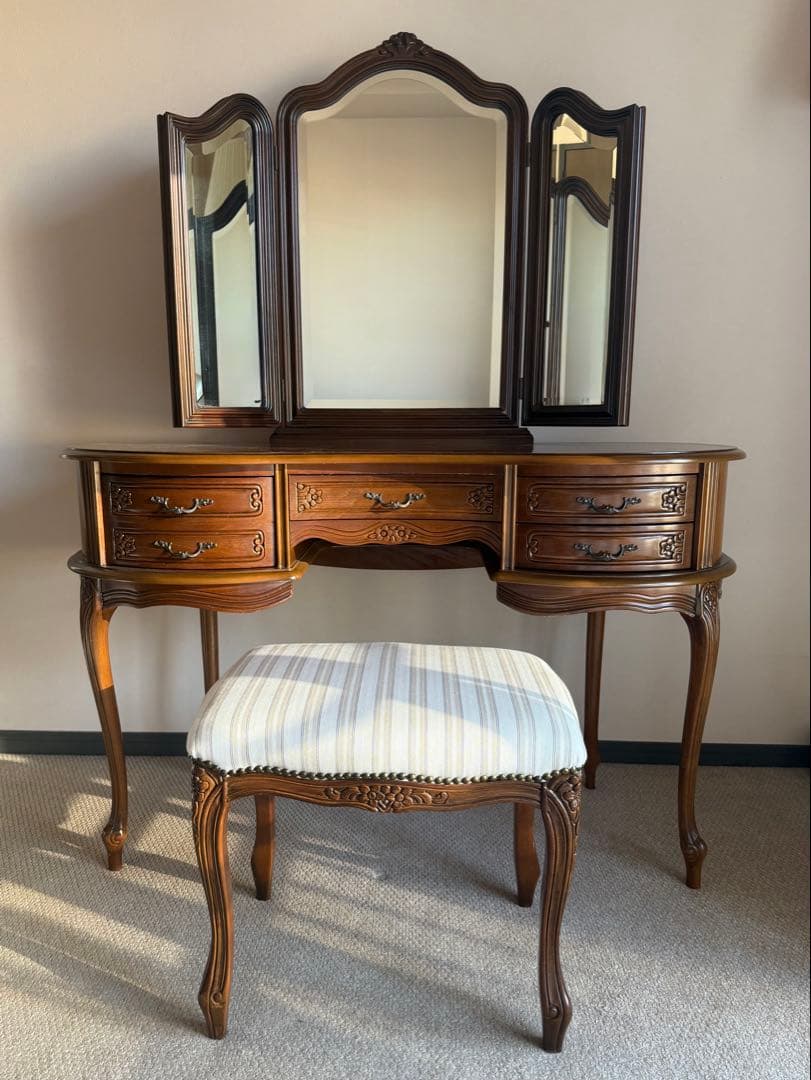 イタリア製ドレッサー　スツール　ラルフローレン 生地使用　美品