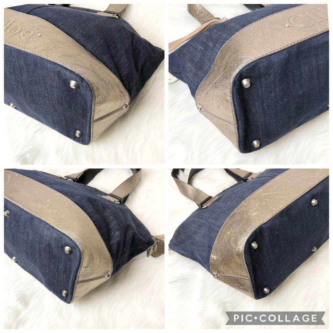 【良品】Chloe クロエ トートバッグ デニム×レザー 肩掛け可 A4収納可