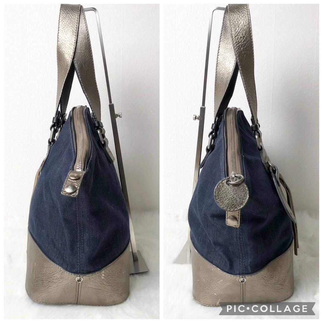 【良品】Chloe クロエ トートバッグ デニム×レザー 肩掛け可 A4収納可