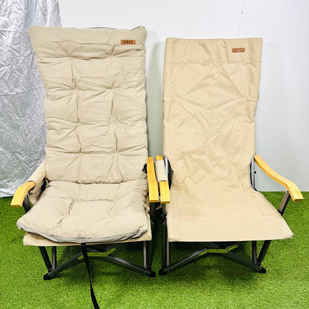 美品セット ICECO 折りたたみアウトドアチェア　クッションカバセット 2脚