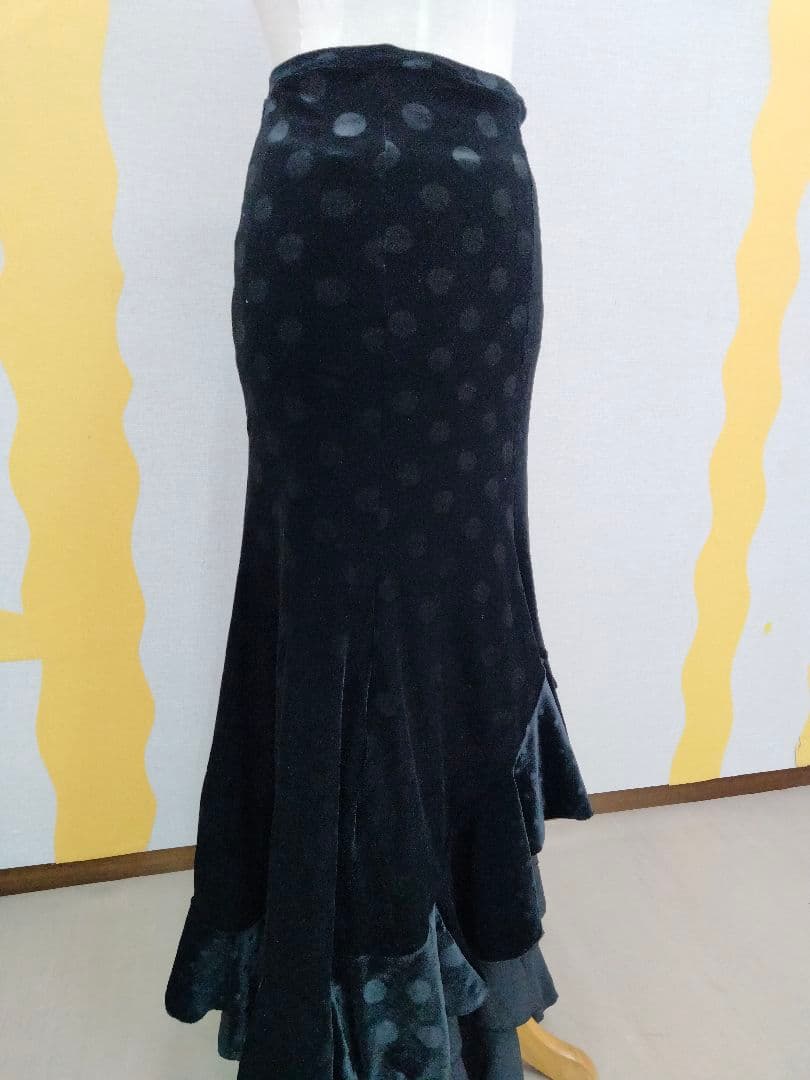 フラメンコスカート　水玉ベロア変わりスカート　ベロアスカートのみ販売