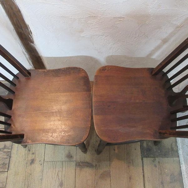 イギリス アンティーク 家具 キッチンチェア 2脚セット 英国 4742e