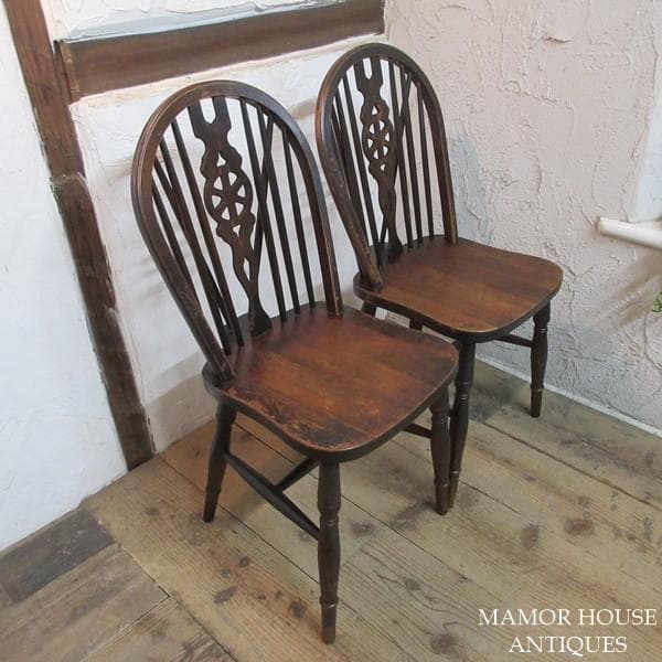 イギリス アンティーク 家具 キッチンチェア 2脚セット 英国 4742e
