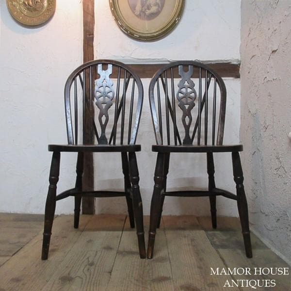 イギリス アンティーク 家具 キッチンチェア 2脚セット 英国 4742e