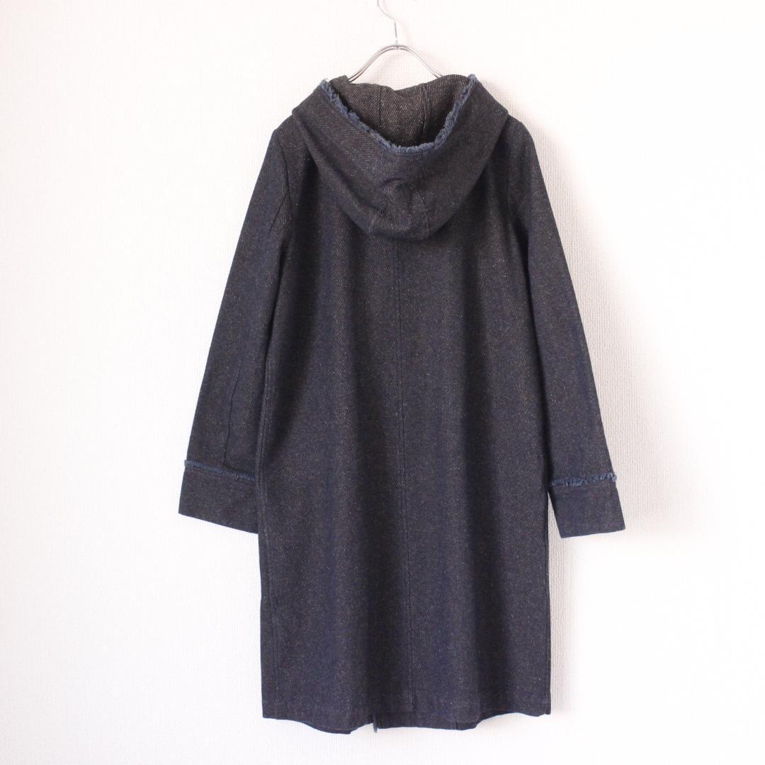 nume インディゴロングコート フーディー デニム調 Mサイズ ネイビー