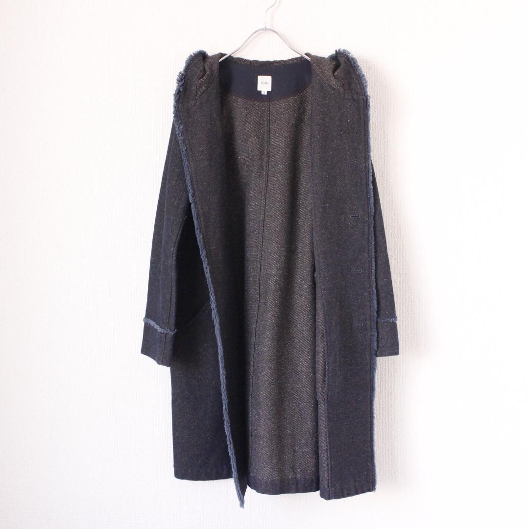 nume インディゴロングコート フーディー デニム調 Mサイズ ネイビー