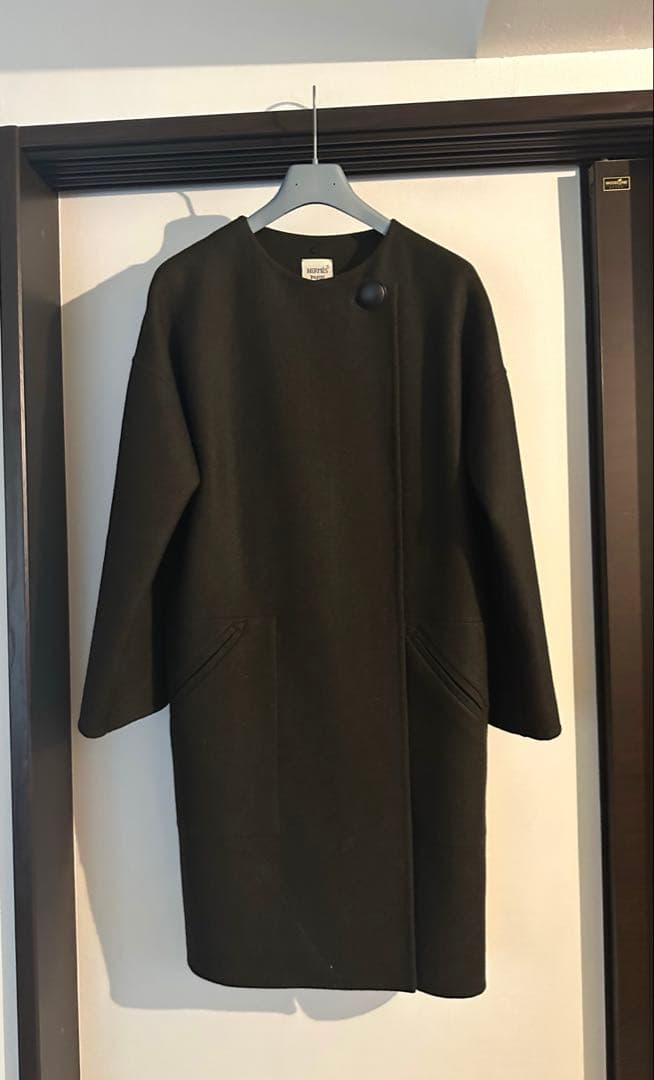 エルメス　カシミアコート　ケープ付
