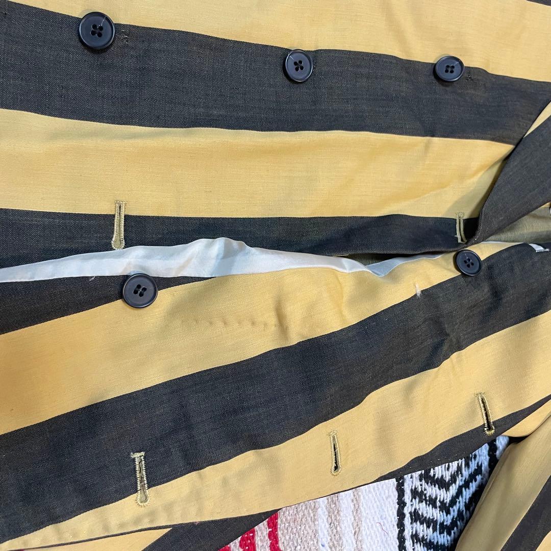 GRASS MEN'S ストライプ ダブルブレストスーツ セットアップ　レトロ