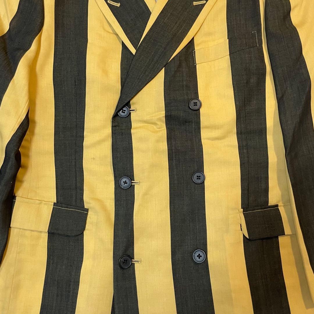 GRASS MEN'S ストライプ ダブルブレストスーツ セットアップ　レトロ