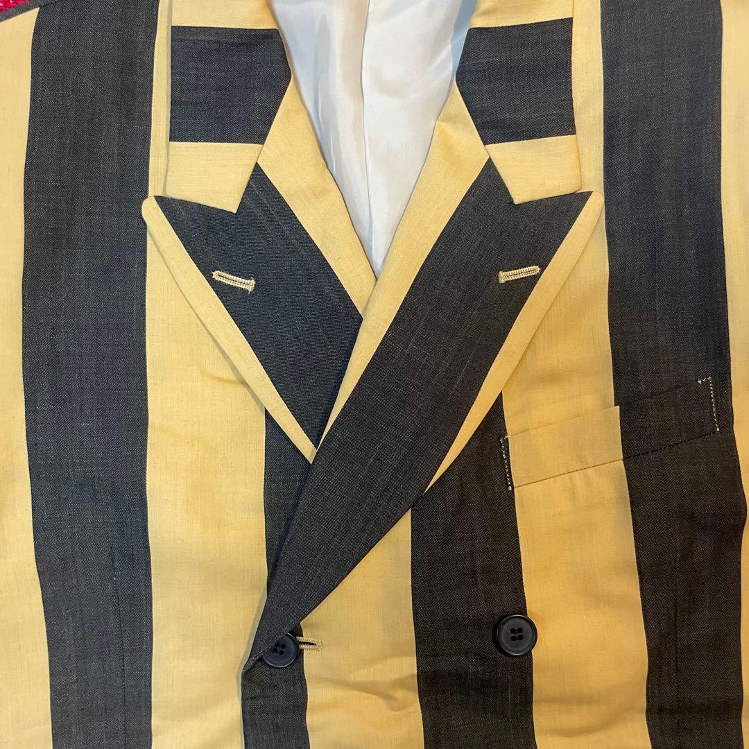 GRASS MEN'S ストライプ ダブルブレストスーツ セットアップ　レトロ