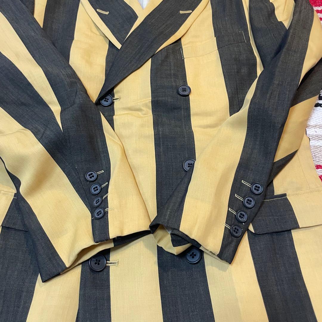 GRASS MEN'S ストライプ ダブルブレストスーツ セットアップ　レトロ