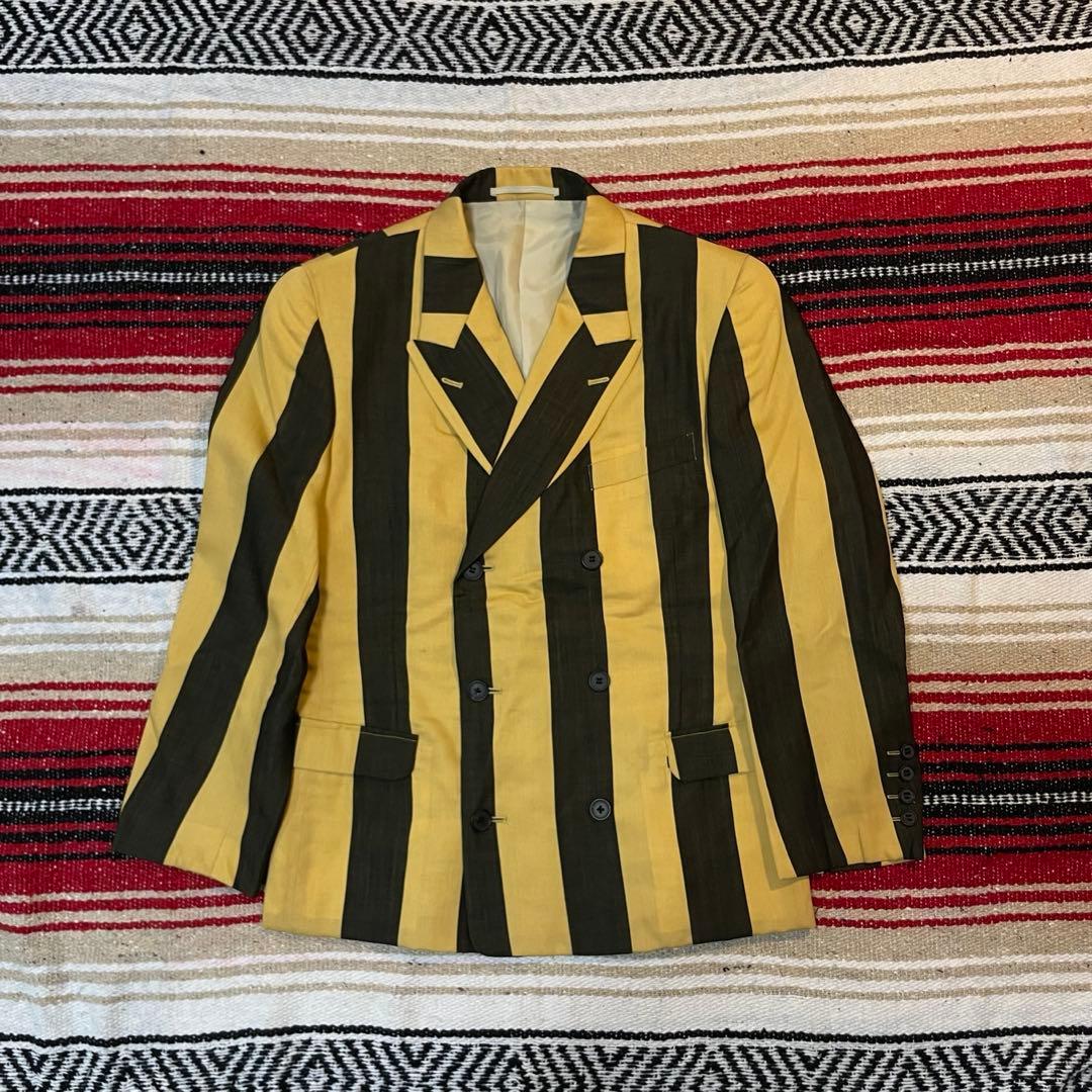 GRASS MEN'S ストライプ ダブルブレストスーツ セットアップ　レトロ