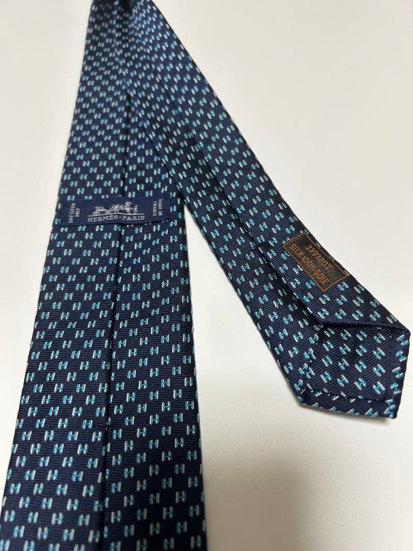 エルメス　HERMES フランボワイヤン・ウェブネクタイ　H柄