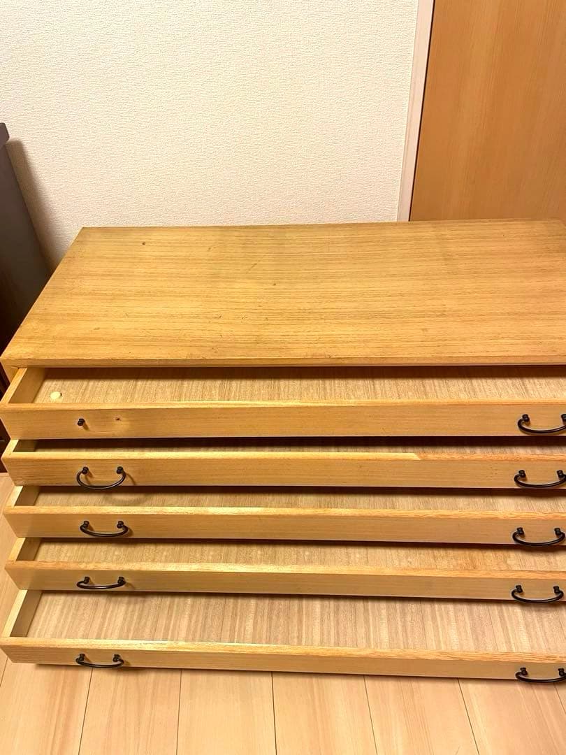 真　桐タンス　桐箪笥　着物　木製タンス 5段