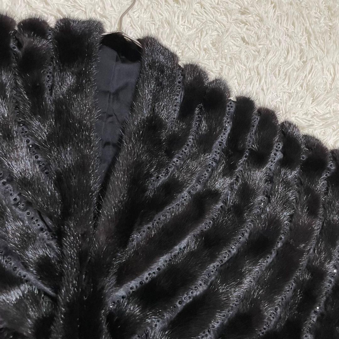 14371✨サガミンク 金サガ ポンチョ ケープコート フリンジ ビジュー