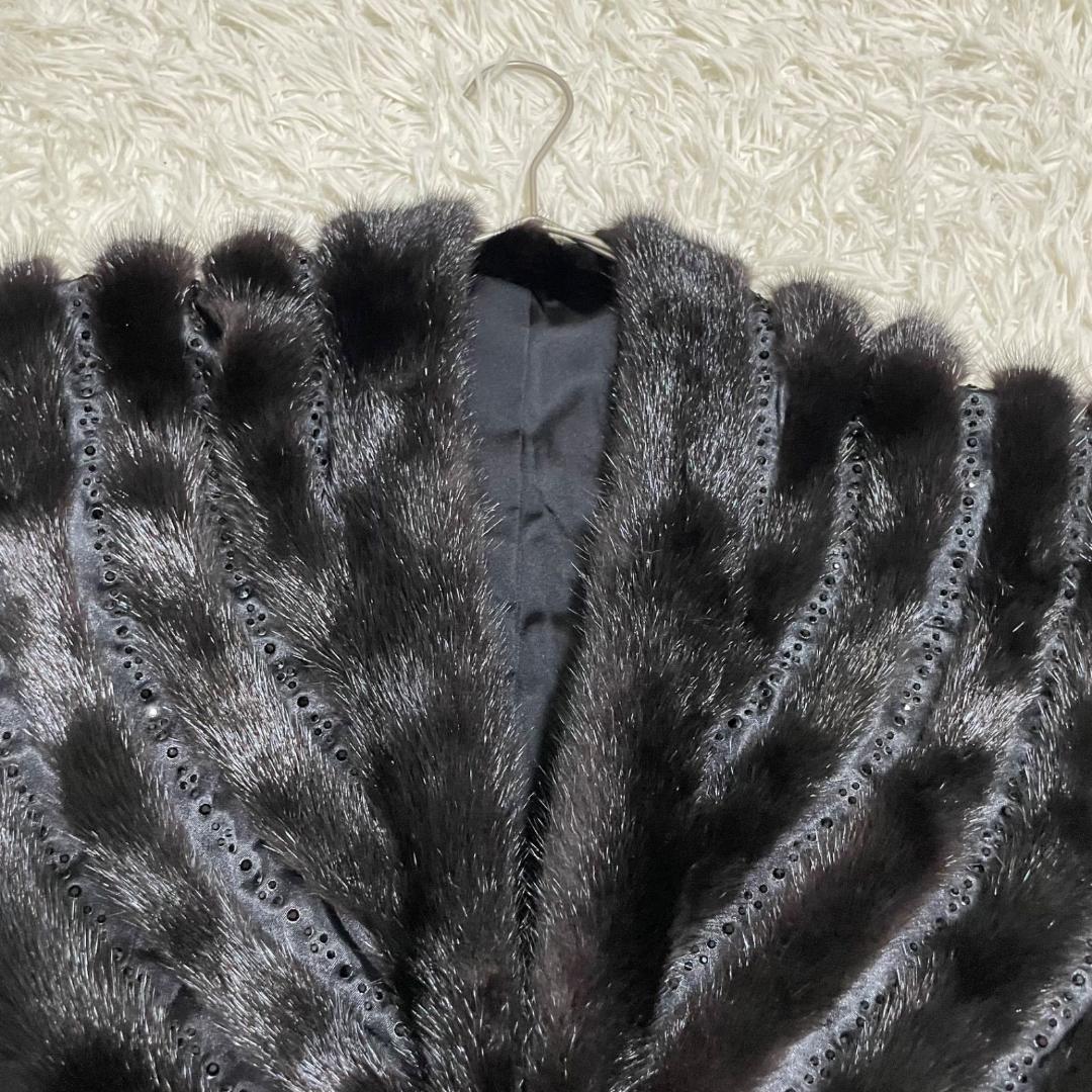 14371✨サガミンク 金サガ ポンチョ ケープコート フリンジ ビジュー