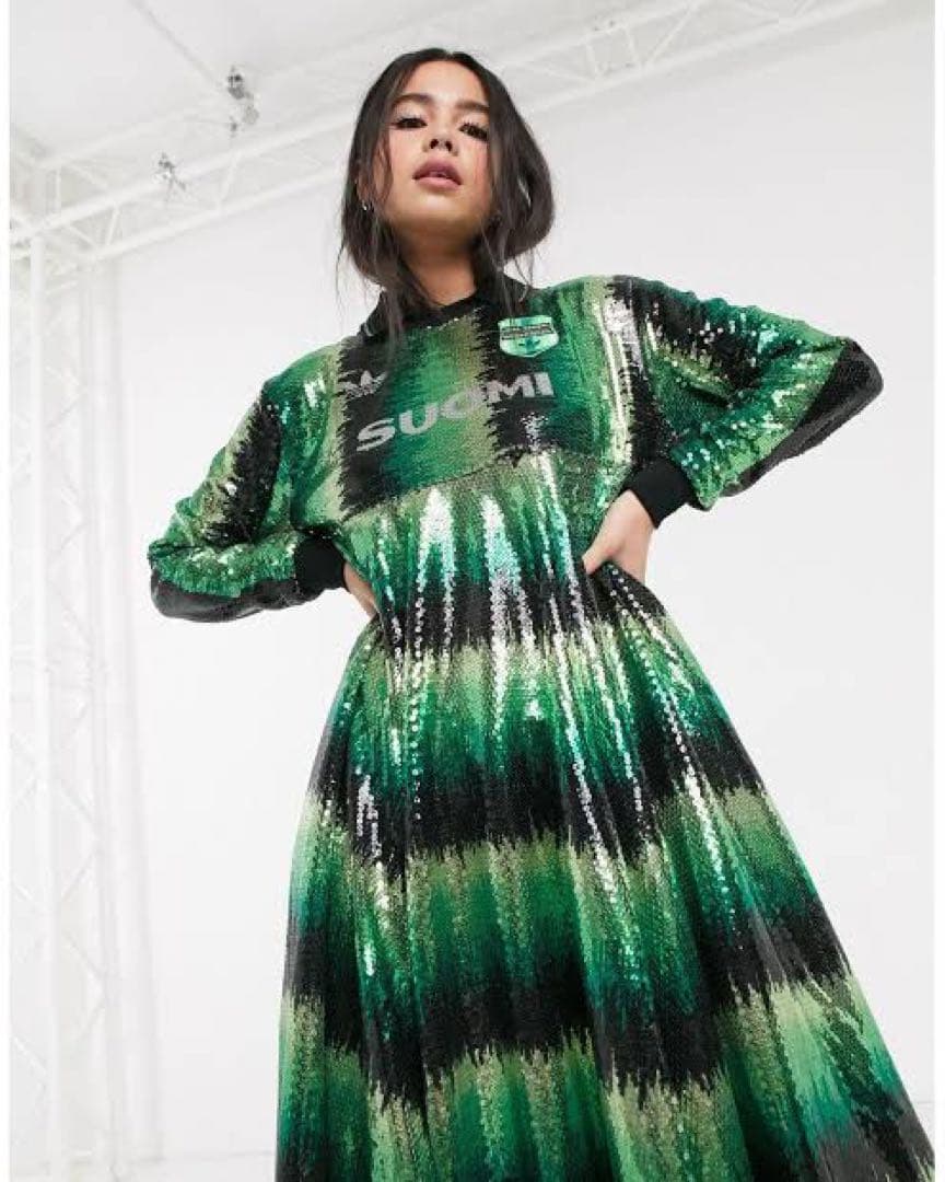 入手困難 新品 adidas×ANNA ISONIEMIスパンコールフレアドレス