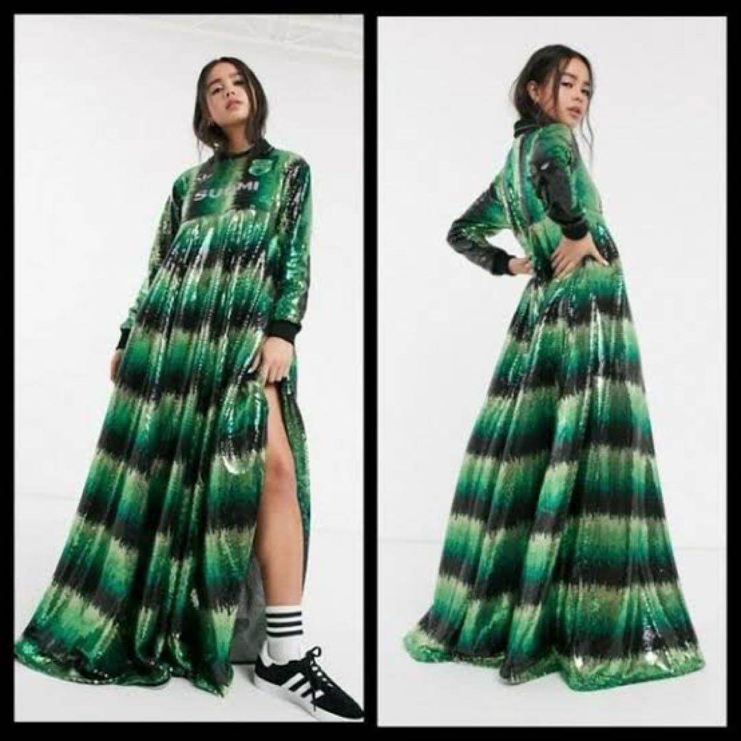 入手困難 新品 adidas×ANNA ISONIEMIスパンコールフレアドレス