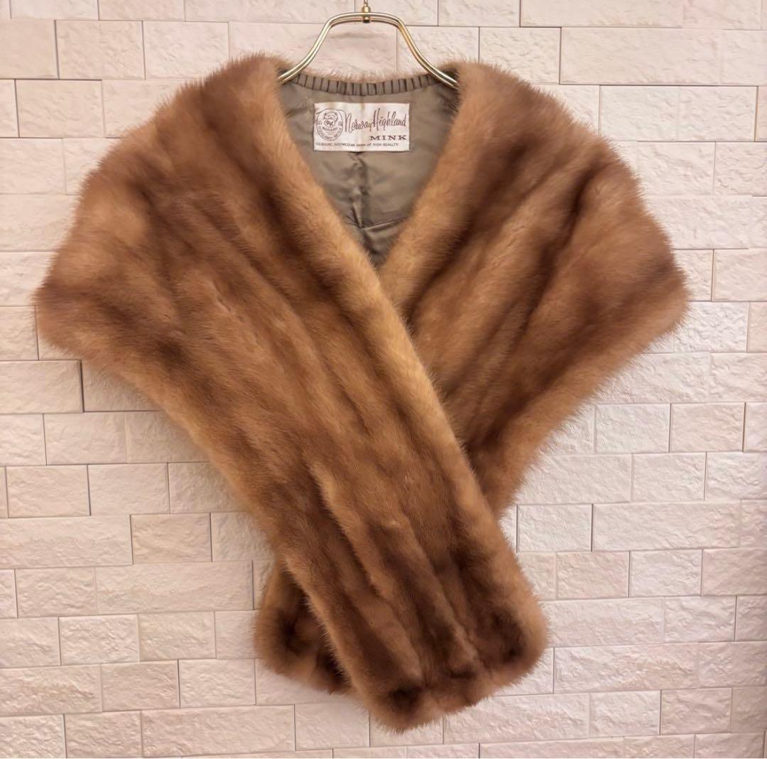 美品 ノルウェーハイランド ミンクショール フォーマル 結婚式 パーティ 成人式