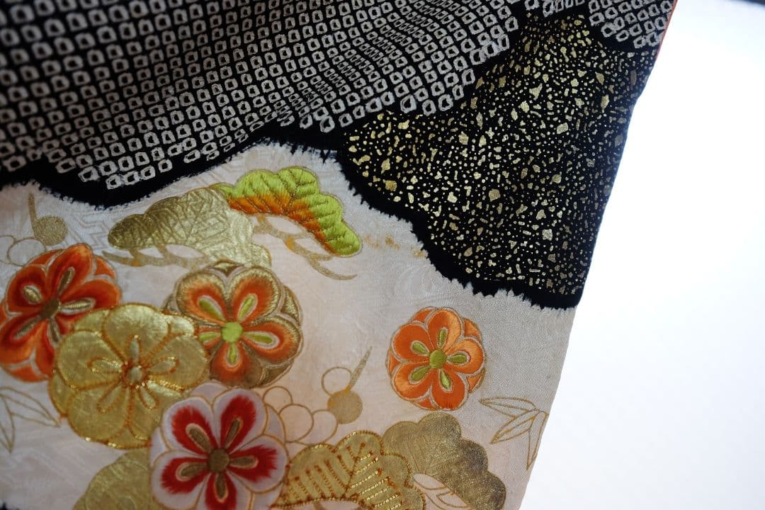 サラ　アンティーク振袖　豪華黒絞り　刺繍　振袖+長襦袢