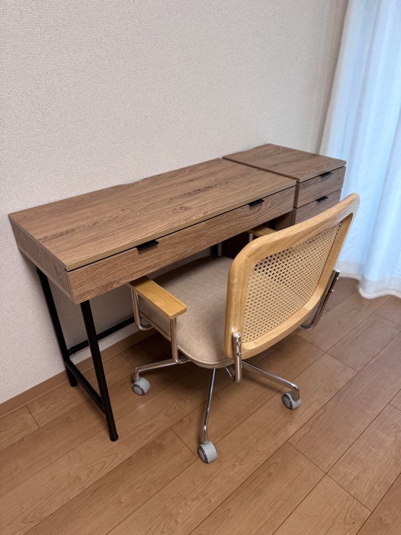 ①LOWYA ロウヤ　デスク ドレッサー パソコンデスク 机 収納付き