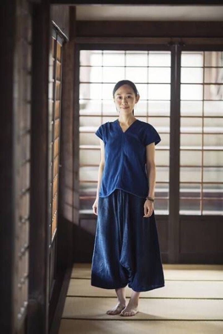 えみおわす　リスパンツ　藍染/早川ユミ　mittan グランピエ　calico