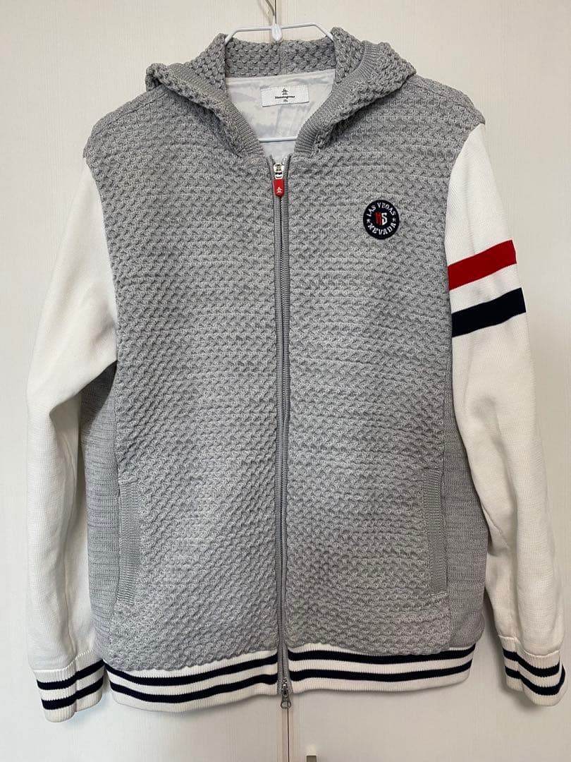 【美品】Munsingwear フード付きセーター 3L グレー/ホワイト