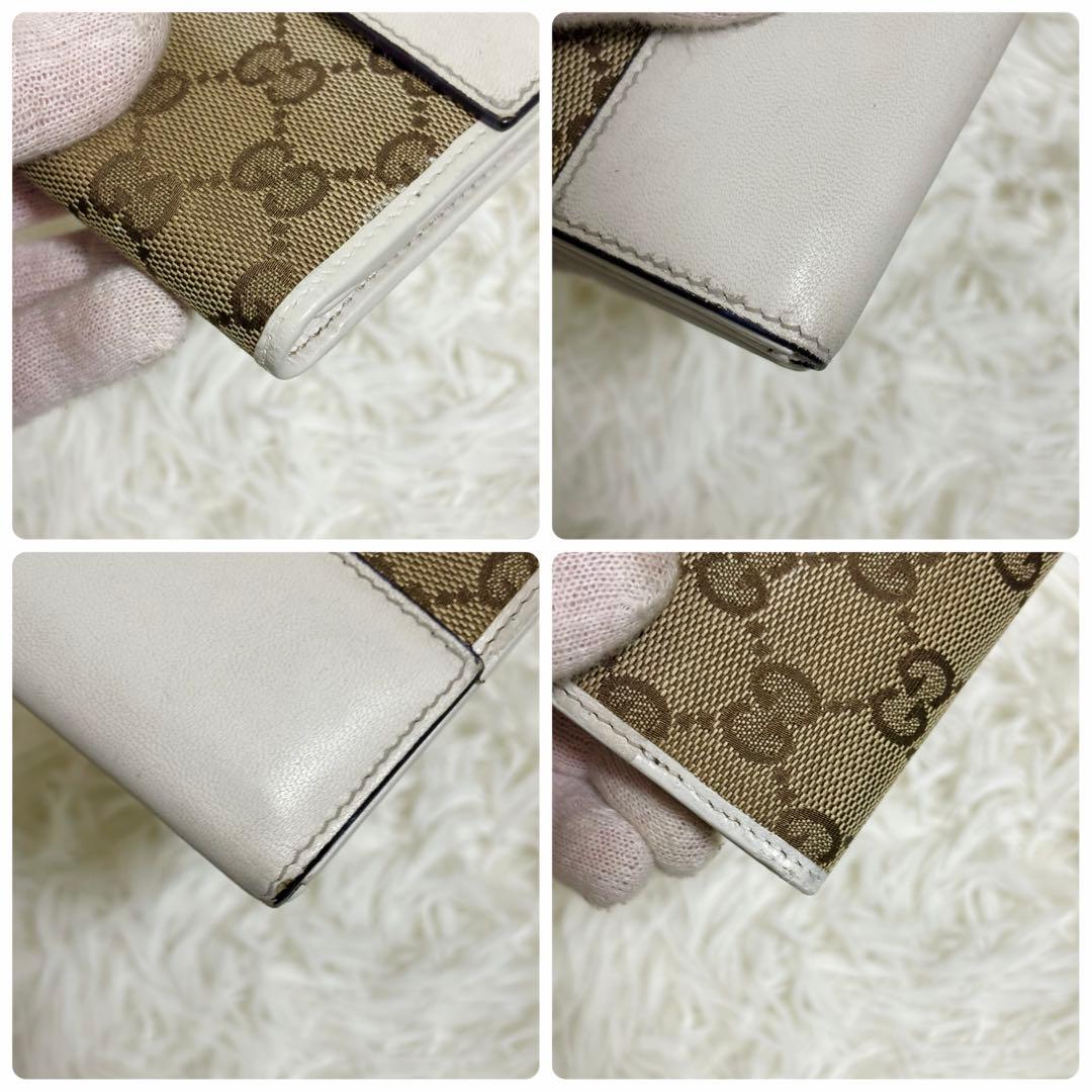 GUCCI GGキャンバス ラブリーハート 長財布 Wホック　白　ロゴ