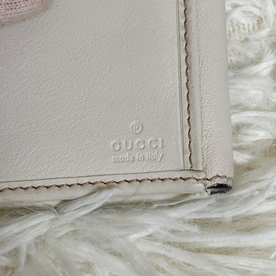 GUCCI GGキャンバス ラブリーハート 長財布 Wホック　白　ロゴ