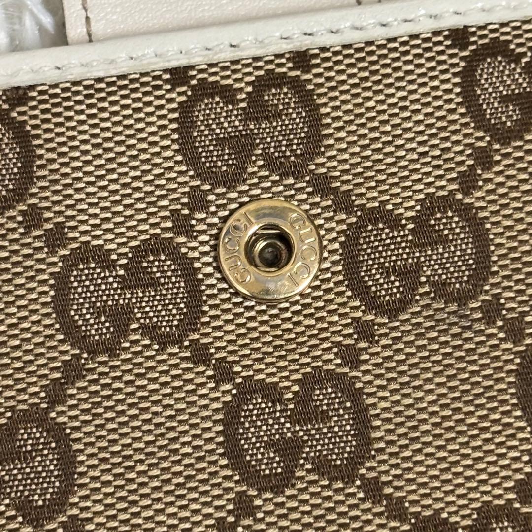 GUCCI GGキャンバス ラブリーハート 長財布 Wホック　白　ロゴ