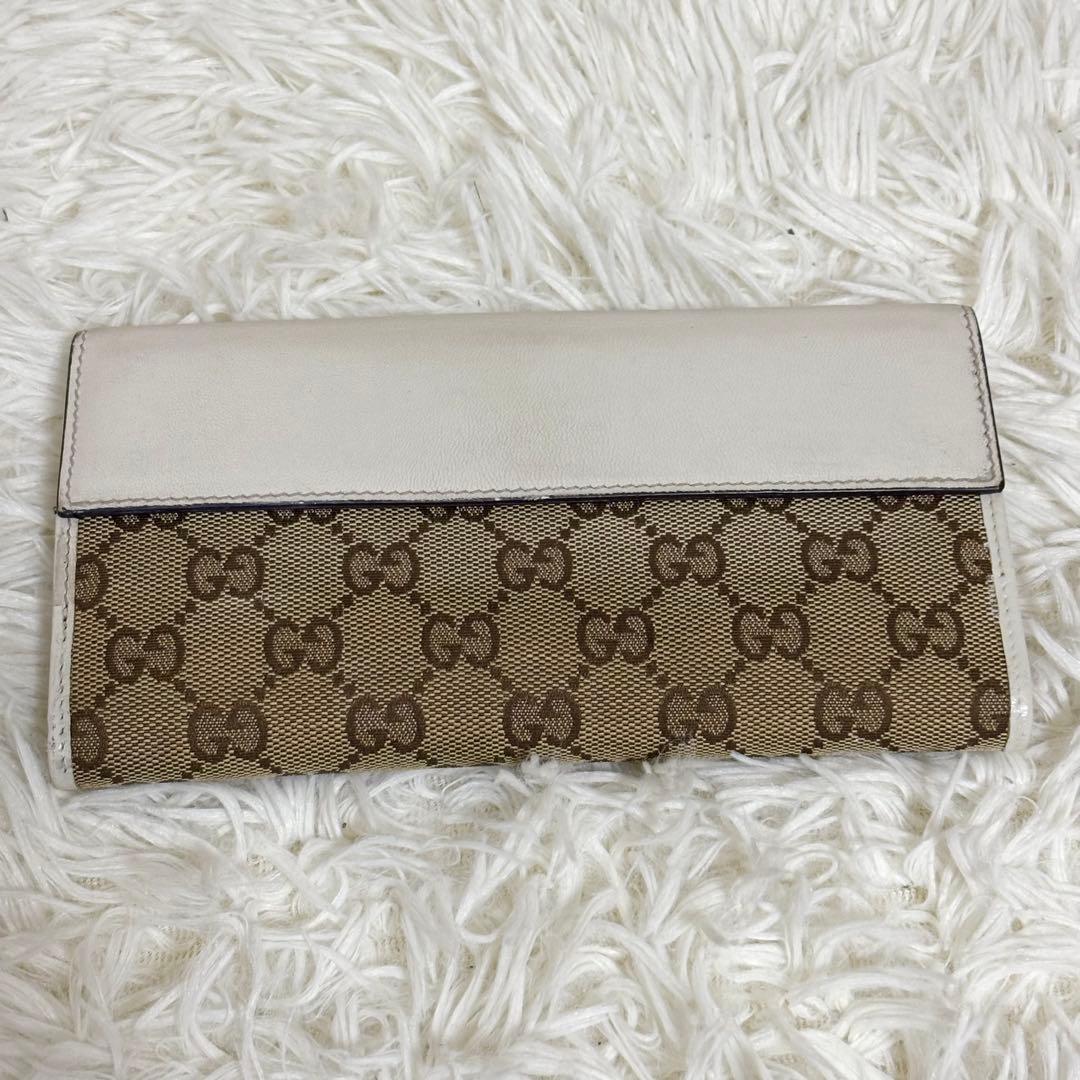 GUCCI GGキャンバス ラブリーハート 長財布 Wホック　白　ロゴ