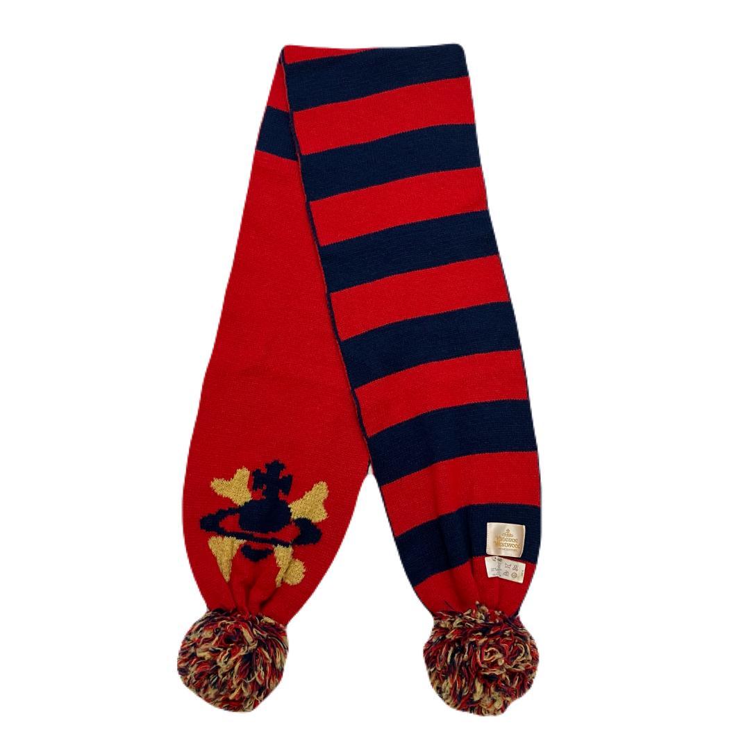 ヴィヴィアンウエストウッド ニット マフラー ボーダー オーブ ポンポン