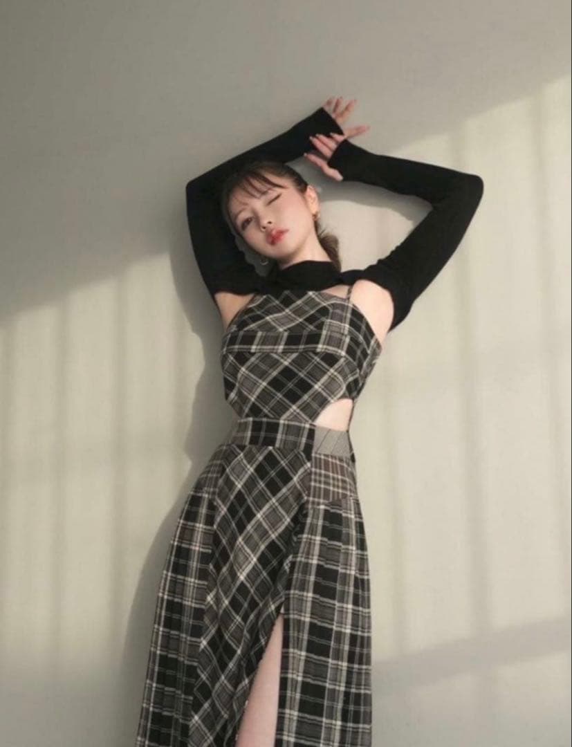 ANDMARY アンドマリー ベルチェックドレス ブラック